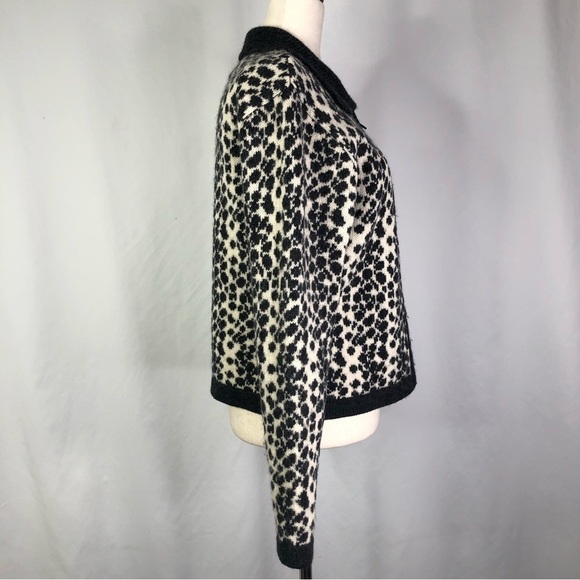 VINTAGE Casual Corner fair isle zip front cardigan wool grey ivory M - Picture 4 of 9